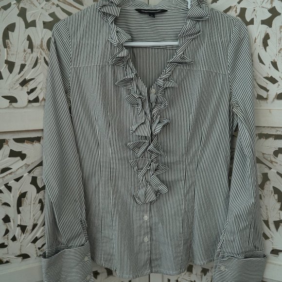 Express | Stripe ruffle button up - Picture 1 of 5